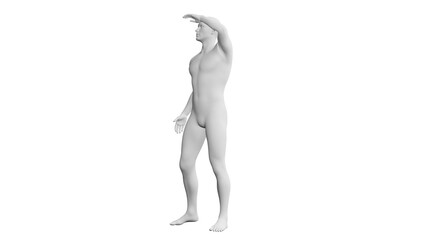 Beautiful young man posing, isolated on white background. 3d illustration (rendering). Artificial intelligence, android, mannequin
