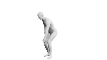 Beautiful young man posing, isolated on white background. 3d illustration (rendering). Artificial intelligence, android, mannequin