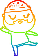 rainbow gradient line drawing cute cartoon man with beard