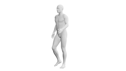 Beautiful young man posing, isolated on white background. 3d illustration (rendering). Artificial intelligence, android, mannequin