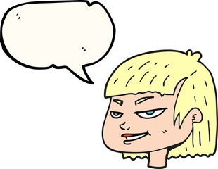 speech bubble cartoon mean looking girl