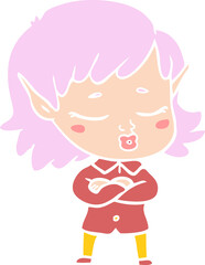 pretty flat color style cartoon elf girl