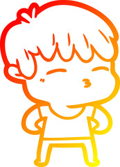 warm gradient line drawing cartoon curious boy