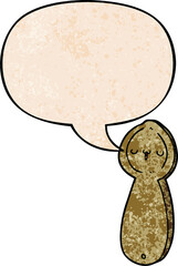 cartoon spoon and speech bubble in retro texture style