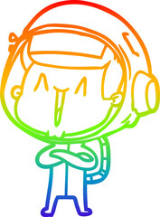 rainbow gradient line drawing happy cartoon astronaut