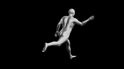 Beautiful young man posing, isolated on black background. 3d illustration (rendering). Silver mannequin, android