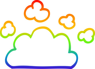 rainbow gradient line drawing cartoon weather cloud