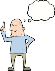 cartoon man pointing finger with thought bubble