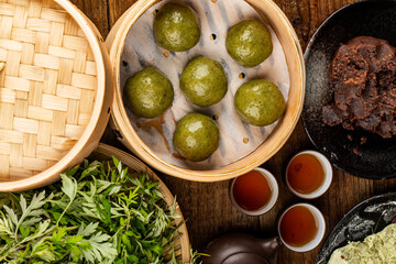 Chinese food snacks, green dumpling
