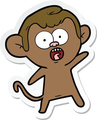 Fototapeta premium sticker of a cartoon shocked monkey