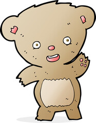 Obraz premium cartoon waving teddy bear