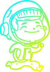 cold gradient line drawing happy cartoon astronaut