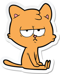 sticker of a bored cartoon cat