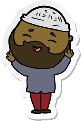 sticker of a cartoon happy bearded man
