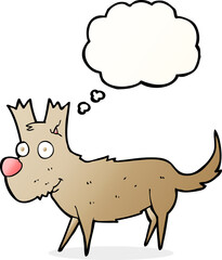 cartoon cute little dog with thought bubble