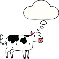 cartoon cow and thought bubble