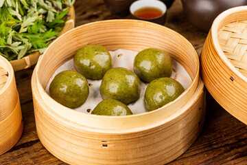 Chinese food snacks, green dumpling