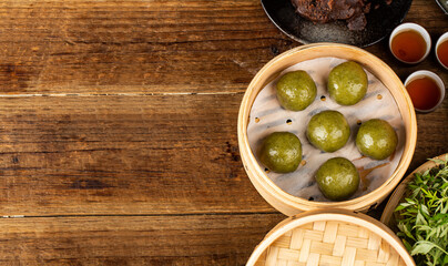 Chinese food snacks, green dumpling
