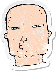 retro distressed sticker of a cartoon bald tough guy