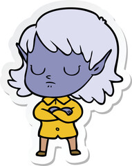 sticker of a cartoon elf girl