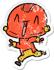 distressed sticker of a cartoon robot