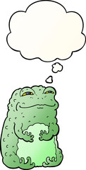 cartoon smug toad and thought bubble in smooth gradient style