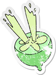 distressed sticker of a quirky hand drawn cartoon lime
