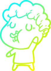 cold gradient line drawing cartoon man singing