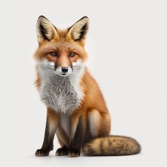 Fototapeta premium Fox in front of a white background, generative ai