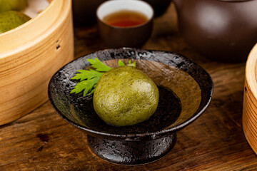 Chinese food snacks, green dumpling