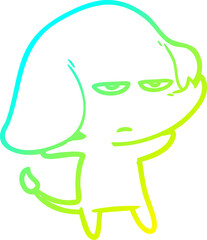 cold gradient line drawing annoyed cartoon elephant