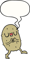 cartoon happy potato and speech bubble