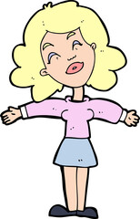 cartoon woman with open arms