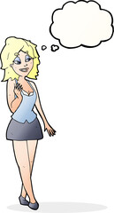 cartoon attractive office woman with thought bubble