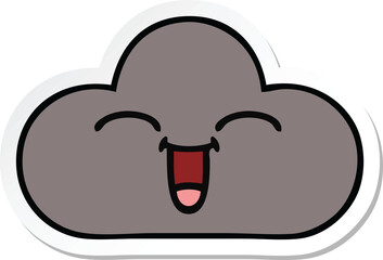 sticker of a cute cartoon storm cloud