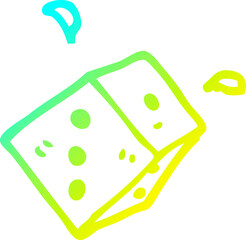 cold gradient line drawing cartoon rolling dice