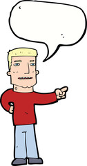 cartoon man pointing with speech bubble
