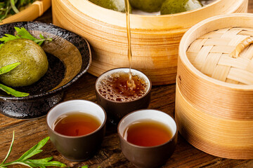 Chinese food snacks, green dumpling