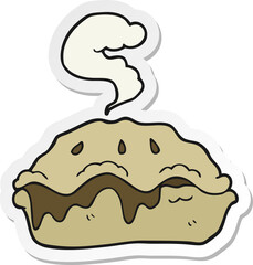 sticker of a cartoon hot pie