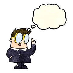 cartoon scientist with thought bubble