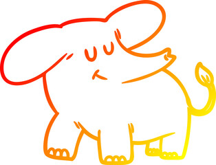 warm gradient line drawing cartoon elephant