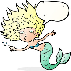 cartoon mermaid with speech bubble