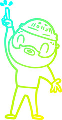 cold gradient line drawing cartoon bearded man