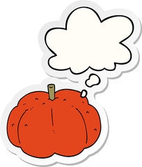 cartoon pumpkin and thought bubble as a printed sticker