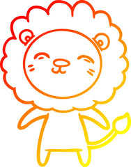 warm gradient line drawing cartoon lion
