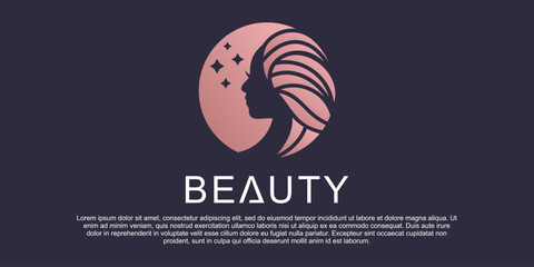 Feminine beauty logo design with luxury cool gradient color Premium Vektor