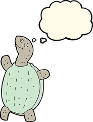 cartoon happy turtle with thought bubble