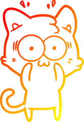 Obraz premium warm gradient line drawing cartoon surprised cat