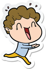 sticker of a cartoon happy man