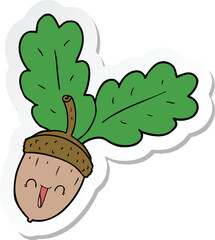 sticker of a cartoon acorn